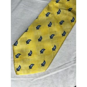 DeSantis Collection Tie Yellow Geometric Design 100% Silk Italian Made
